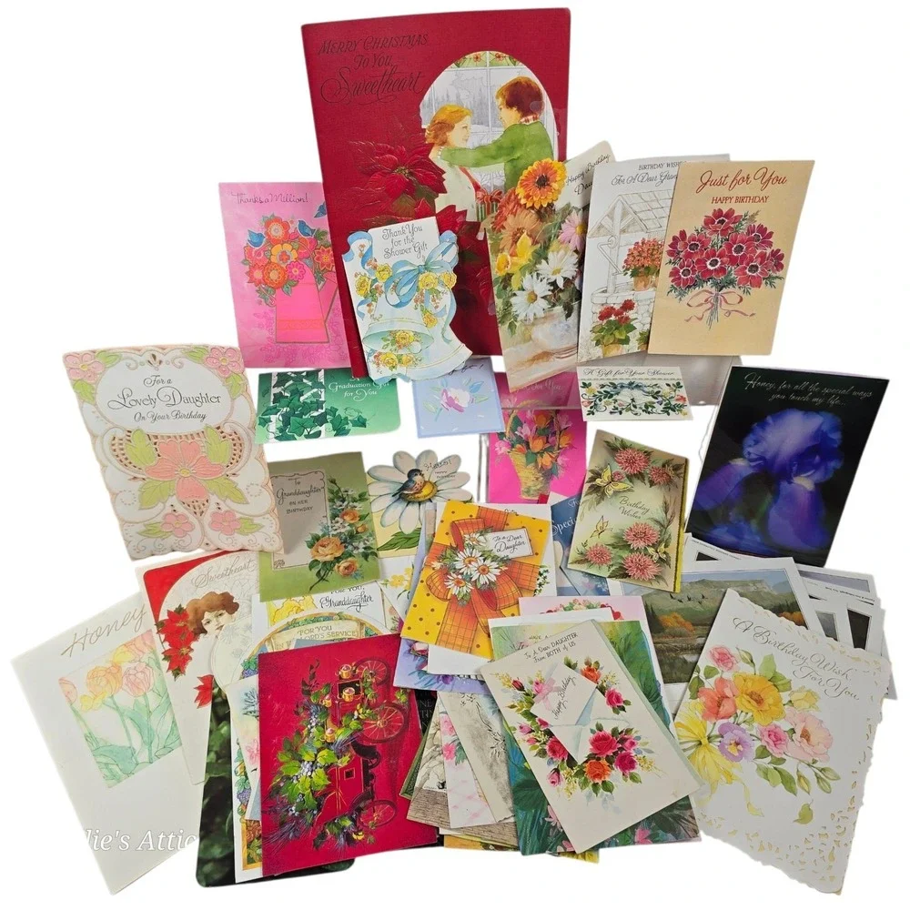 110+ Vintage Greeting Cards‎ Floral Flowers Nature 70s Ephemera Crafts Used Lot